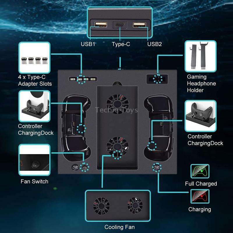 Iplay For Xbox Series S Host Cooling Bracket Handle Charging Base(Black)