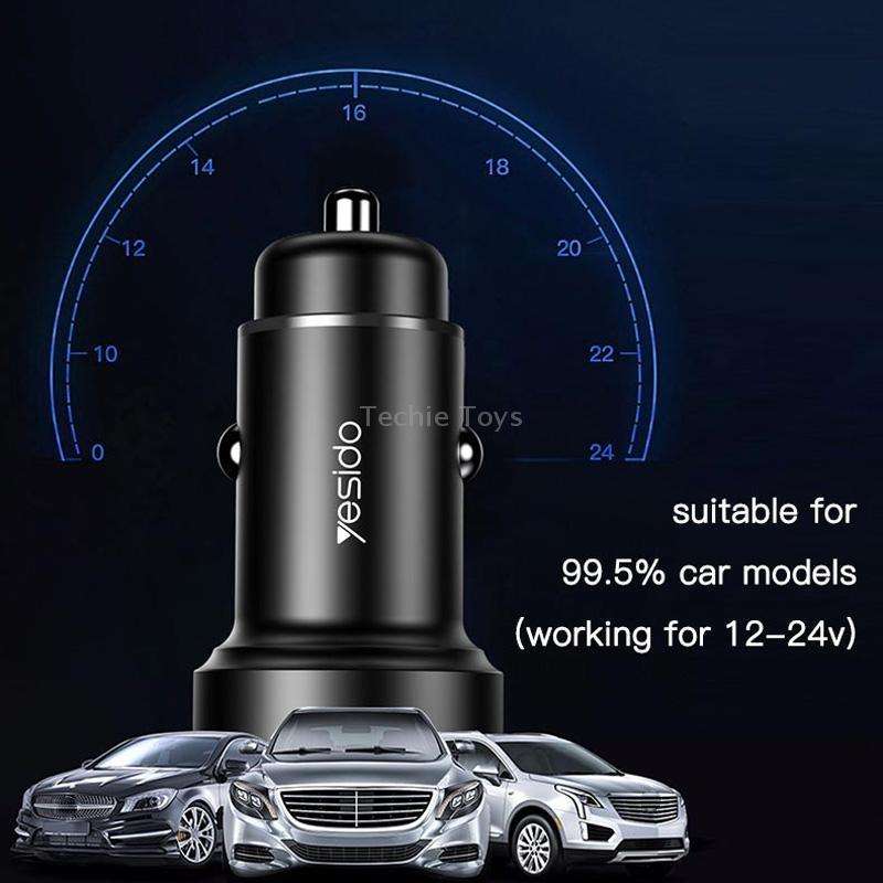 Yesido Y42 PD+QC3.0 Car Charger Cigarette Lighter 42W Fast Charger(Black)