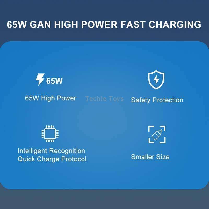 65W GAN PD + QC3.0 Fast Charger Phone Notebook Computer Universal Charging Head, Plug: UK Plug Black