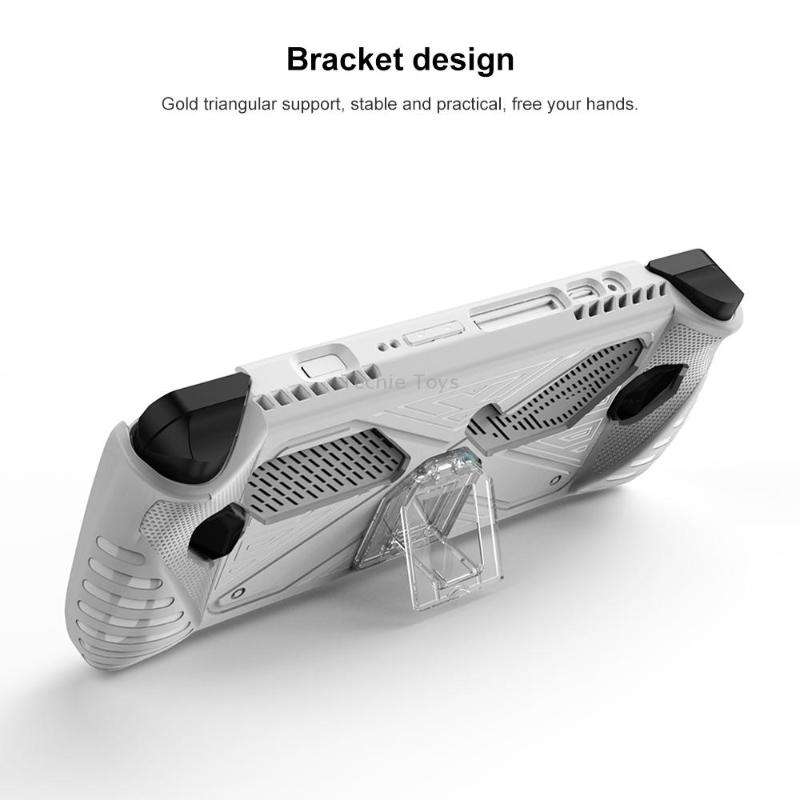 For Asus ROG Ally Game Console TPU Soft Cover With Holder Bracket(White)