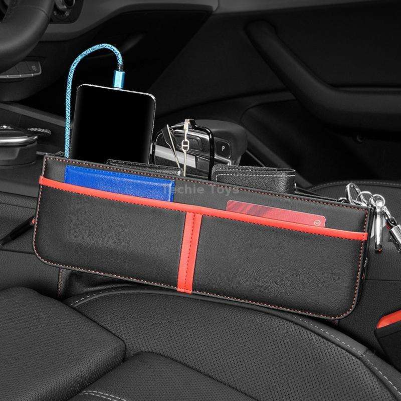 Leather Car Seat Gap Multifunctional Storage Box(Black)