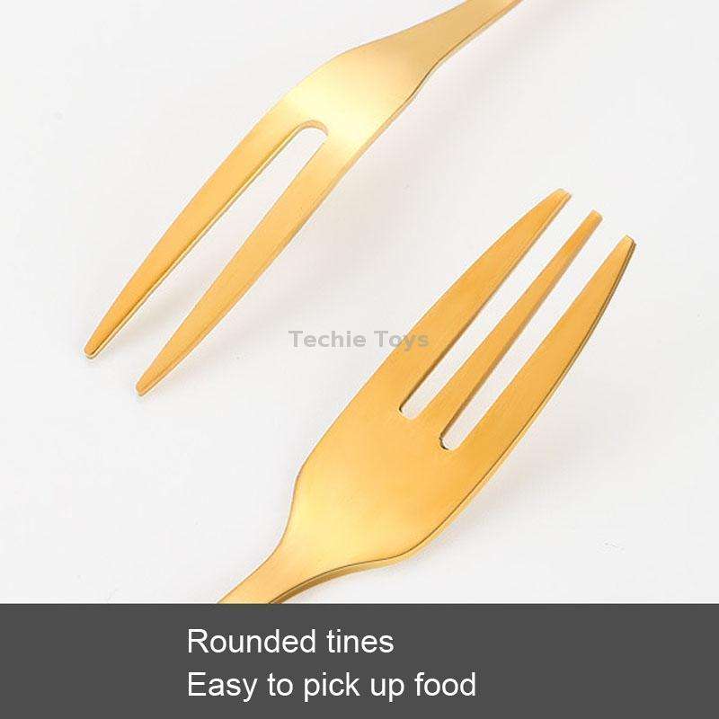 6pcs/set Stainless Steel Cake Knife And Fork Set, Color: Silver With 3-tine Forks