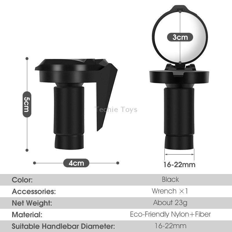 WEST BIKING Bicycle Handlebar Convex Rear View Mirror(Black)