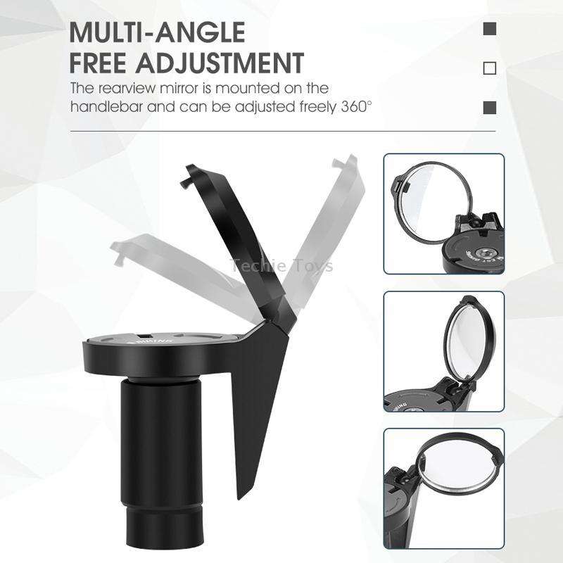WEST BIKING Bicycle Handlebar Convex Rear View Mirror(Black)