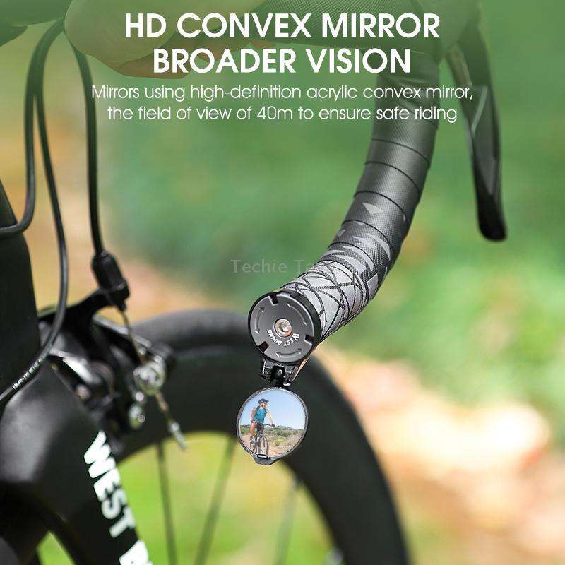 WEST BIKING Bicycle Handlebar Convex Rear View Mirror(Black)