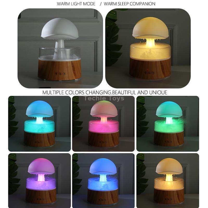 500ml Rain Humidifier Mushroom Cloud Colorful Night Lamp Aromatherapy Machine With Remote Control, S