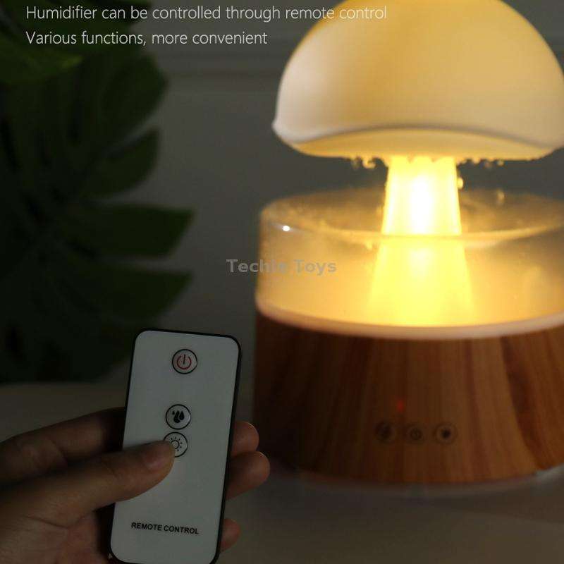 500ml Rain Humidifier Mushroom Cloud Colorful Night Lamp Aromatherapy Machine With Remote Control, S