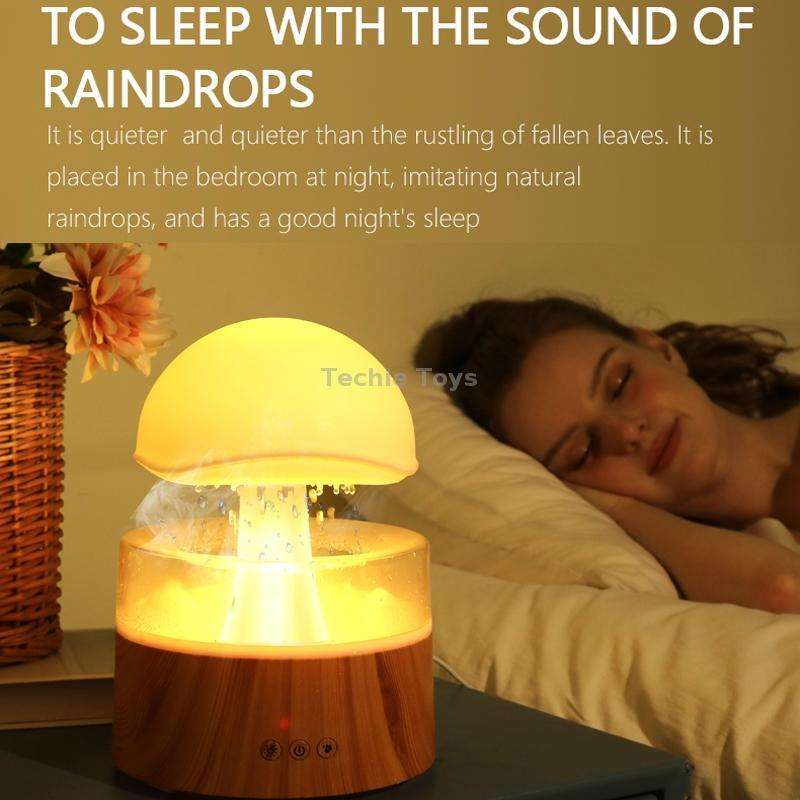 500ml Rain Humidifier Mushroom Cloud Colorful Night Lamp Aromatherapy Machine With Remote Control, S
