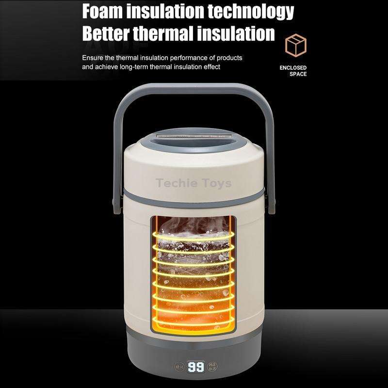 2.0L 304 Food Grade Insulated Lunch Box Electric Thermostat Lunch Bucket, CN Plug, Color: Temperatur