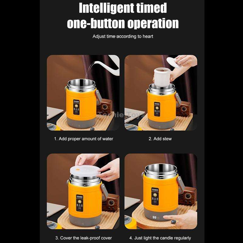 2.0L 304 Food Grade Insulated Lunch Box Electric Thermostat Lunch Bucket, CN Plug, Color: Temperatur