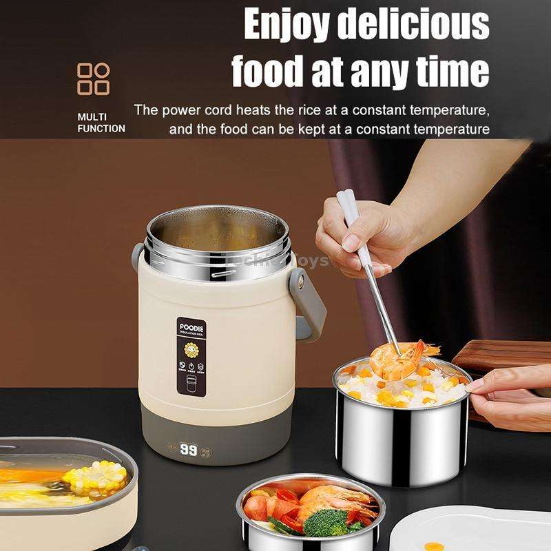 2.0L 304 Food Grade Insulated Lunch Box Electric Thermostat Lunch Bucket, CN Plug, Color: Temperatur