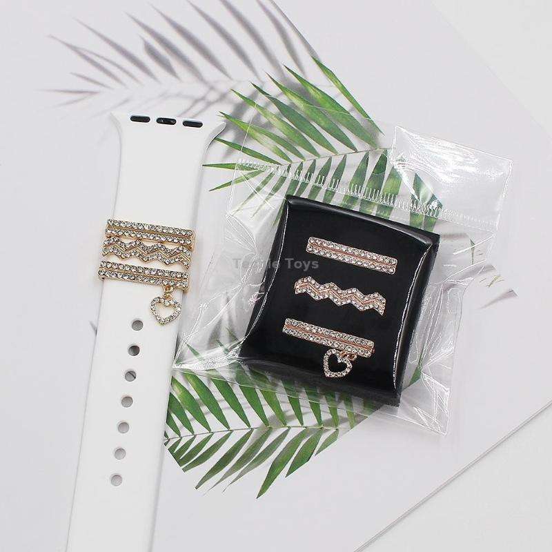 3pcs/set Smart Watch Silicone Strap Buckle Decoration Ring(Rose Gold)