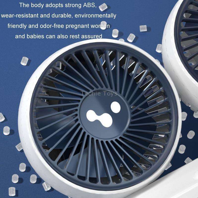 12v/24v Car Fan USB Interface Powerful Double Head Electric Fan(Olive Black)