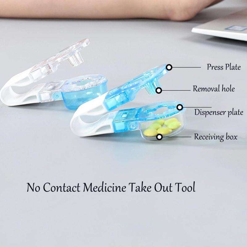 Portable Pill Taker Tablets Pills Blister Pack Opener Pills Box Case(Blue)