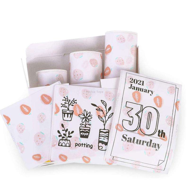 For Phomemo T02 3rolls Bluetooth Printer Thermal Paper Label Paper 50mmx3.5m 20 Years Milk Strawberr