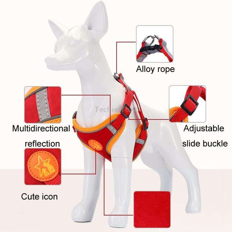 Pet Dog Harness Reflective Anti-break-off Vest-style Leash, Color: Suede Purple(S)