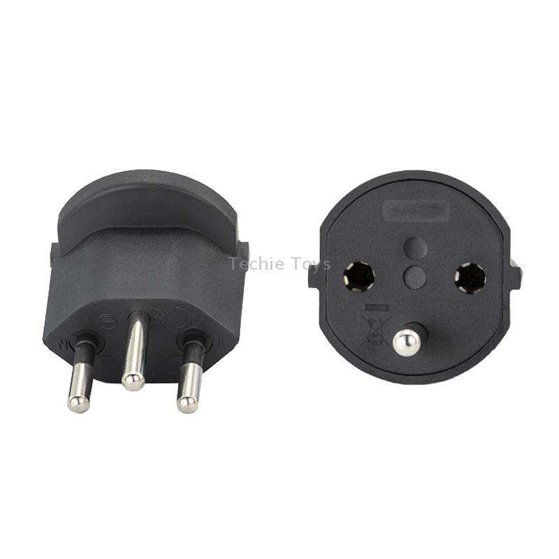 EU to Switzerland Convertible Plug With Ground Wire Travel Adaptor(Black)