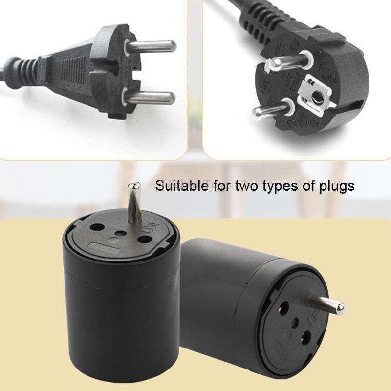 EU to Switzerland Convertible Plug With Ground Wire Travel Adaptor(Black)