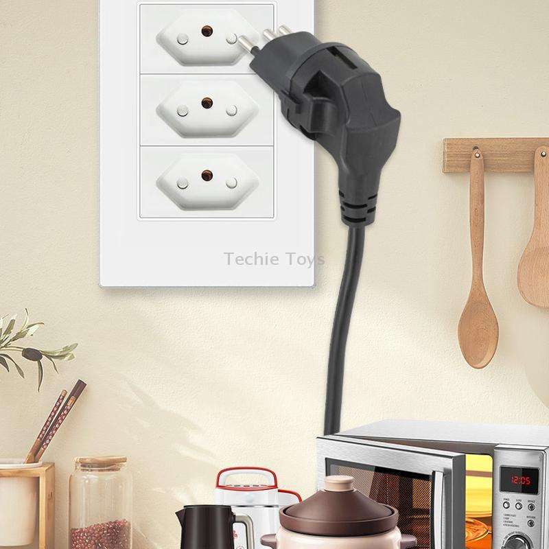 EU to Switzerland Convertible Plug With Ground Wire Travel Adaptor(Black)