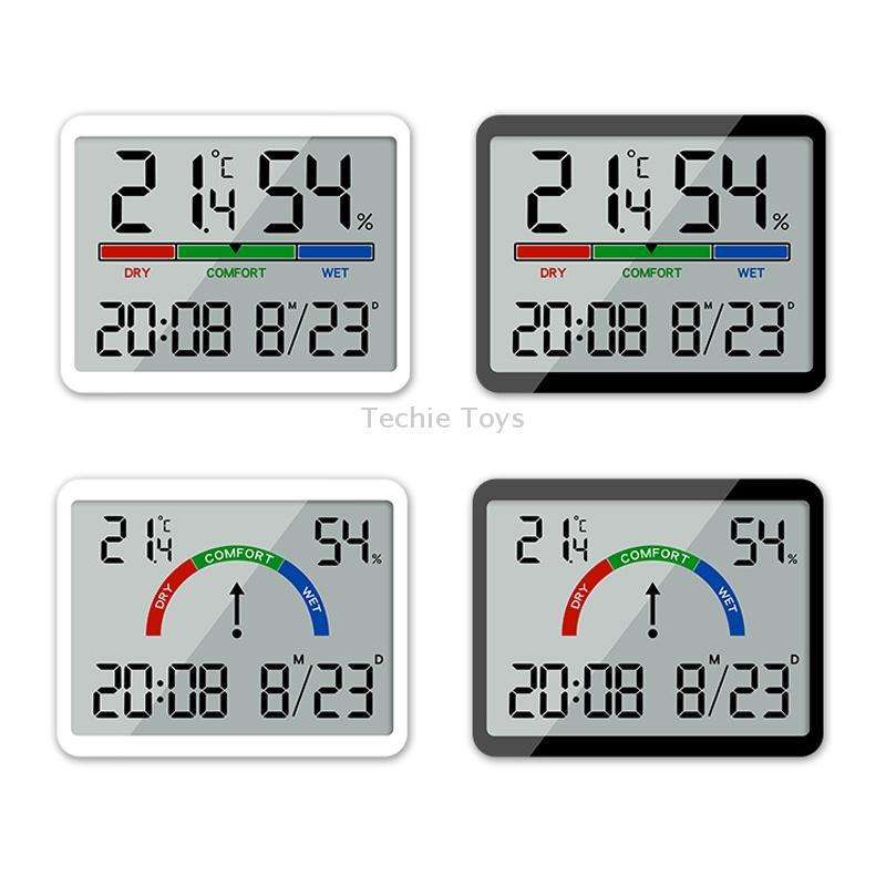Magnetic LCD Digital Aalarm Clock Large Screen With Temperature Humidity Display(8280 Black)