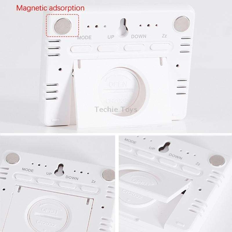 Magnetic LCD Digital Aalarm Clock Large Screen With Temperature Humidity Display(8280 Black)