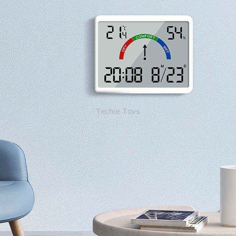 Magnetic LCD Digital Aalarm Clock Large Screen With Temperature Humidity Display(8280 Black)