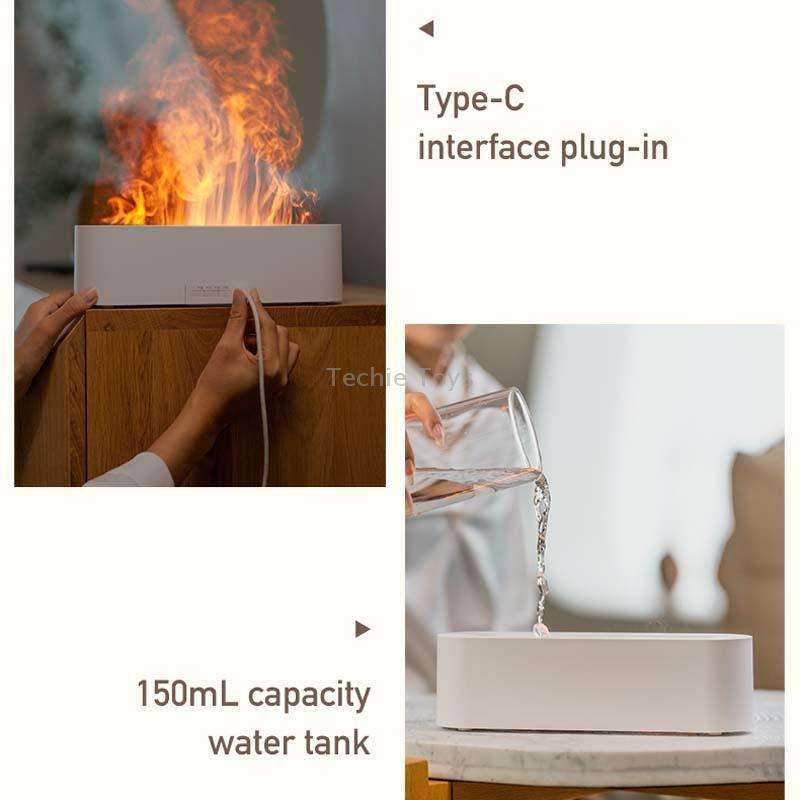 DQ709 Flame Aromatherapy Diffuser Quiet USB Air Humidifier(White)