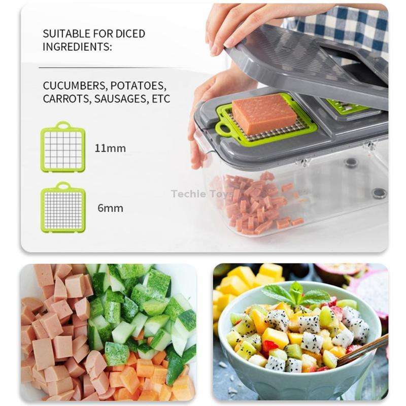 22 in 1 Multifunctional Food Chopper Grater Onion Dicer Veggie Cutter with 13 Stainless Steel Blades