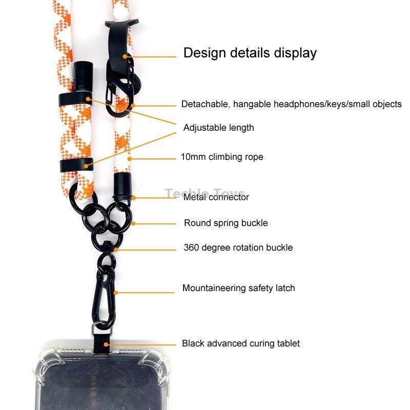 10mm Thick Rope Mobile Phone Anti-Lost Adjustable Lanyard Spacer(Navy)