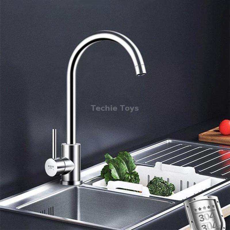 304 Stainless Steel Kitchen Rotatable Sink Faucet(60cm Pipe+Single Cold Curve)