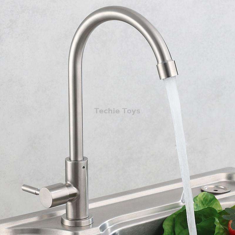 304 Stainless Steel Kitchen Rotatable Sink Faucet(60cm Pipe+Single Cold Curve)