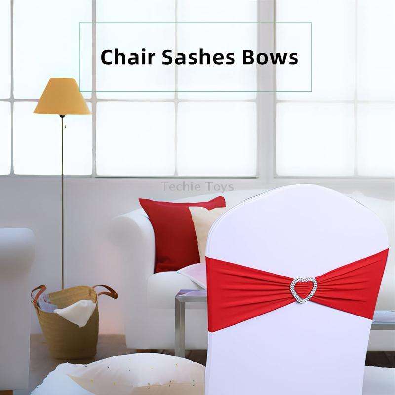 15x35cm Tie-Free Stretch Chair Back Flower Bow Chair Cover Hotel Chair Back Strap Decoration(Gold)