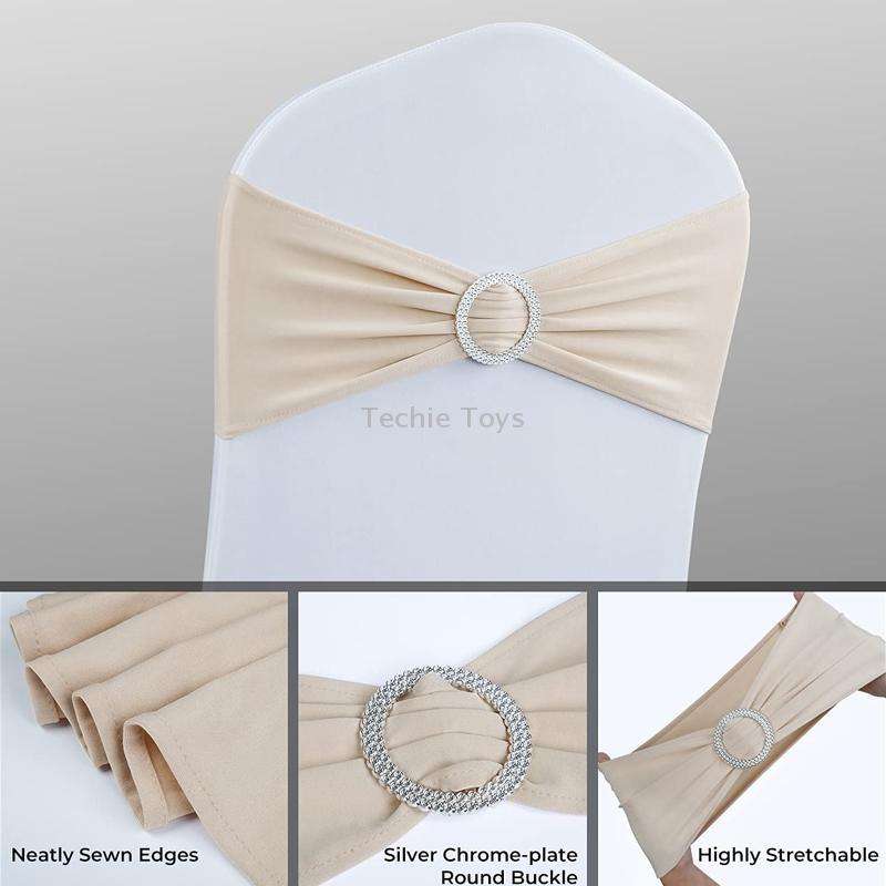 Tie-Free Elastic Chair Back Flower Bow Chair Cover Seat Decoration Ties Hotel Wedding Supplies(Champ