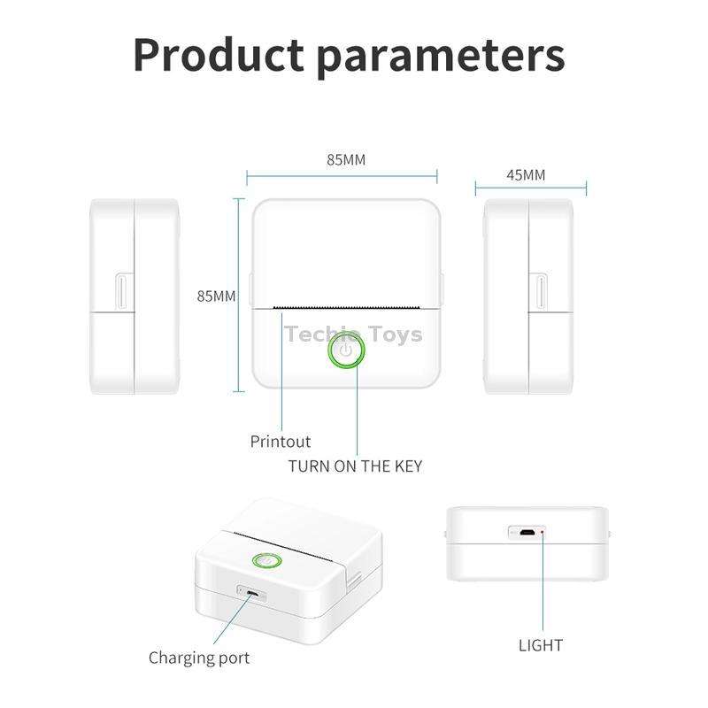 X6 200DPI Student Homework Printer Bluetooth Inkless Pocket Printer Pink 5 Printer Papers+5 Sickers+
