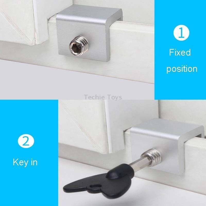 Child Safety Protection Screen Window Limiter Sliding Door Latch With Key, Model: Wider Model+L Shap