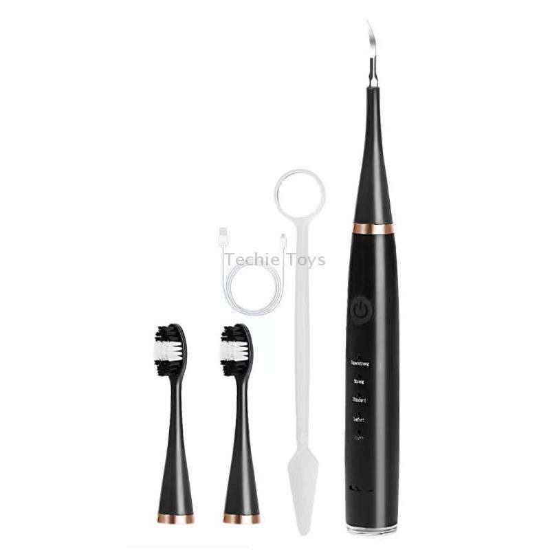 6 In 1 Electric Dental Scaler Calculus Removal Teeth Cleaning Set, Color: Black Basic