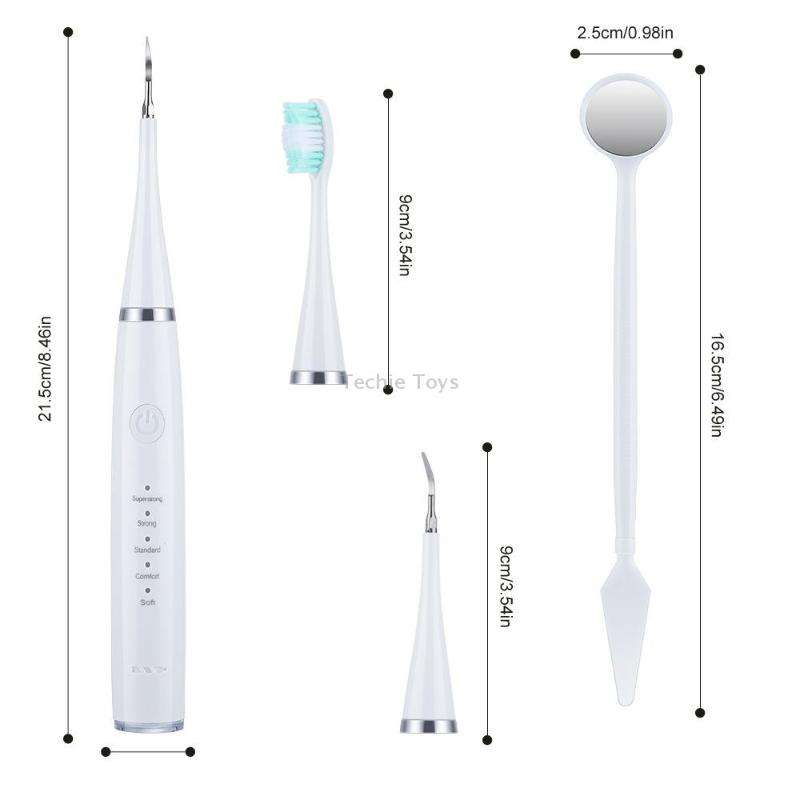 6 In 1 Electric Dental Scaler Calculus Removal Teeth Cleaning Set, Color: Black Basic
