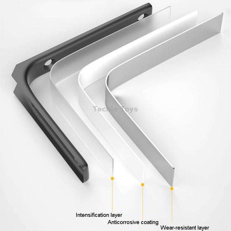 200x150mm Arc Triangle Bracket Stainless Steel I Type Support Holder With Screw(Black)