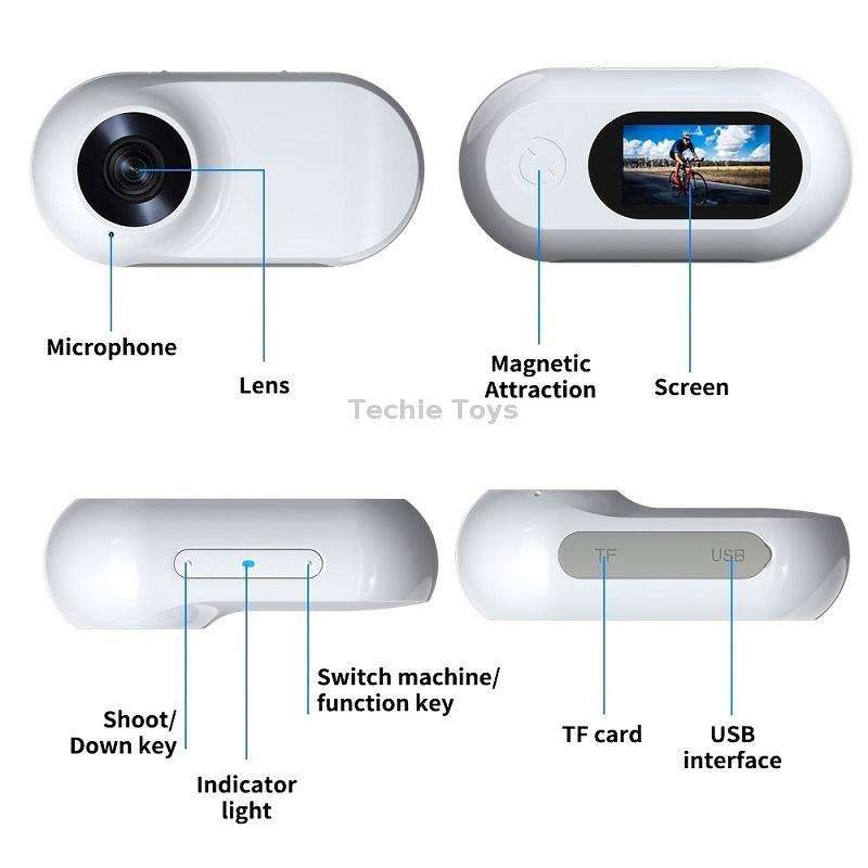 Magnetic Thumb Camera Portable HD Camera For Outdoor Cycling, Model: Standard