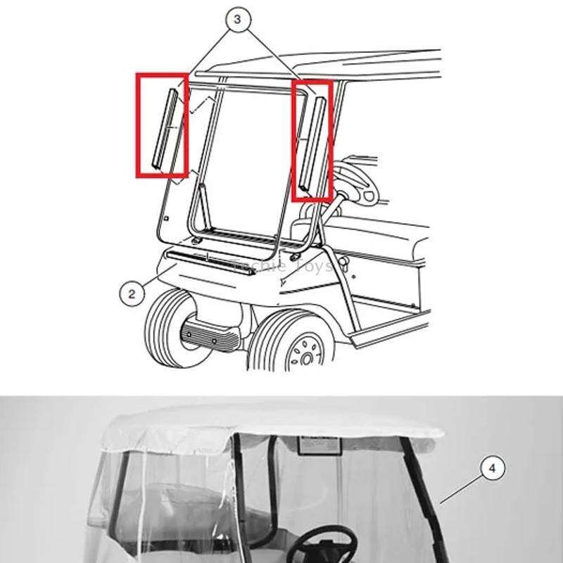 2pcs 32cm For Club Car One Piece Folding Windshield Tab Golf Cart Accessories 101444101