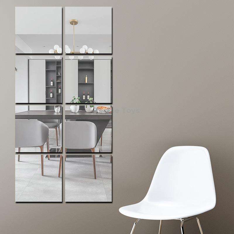 30cm x 30cm Acrylic Mirror Square Stereo Wall Stickers Self-Adhesive Decorative Soft Mirror Right An