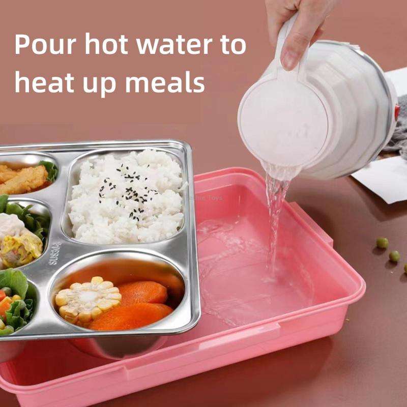304 Stainless Steel Lunch Box Leakproof Insulated Student Dormitory Bento Box, Spec: 4 Grid Black