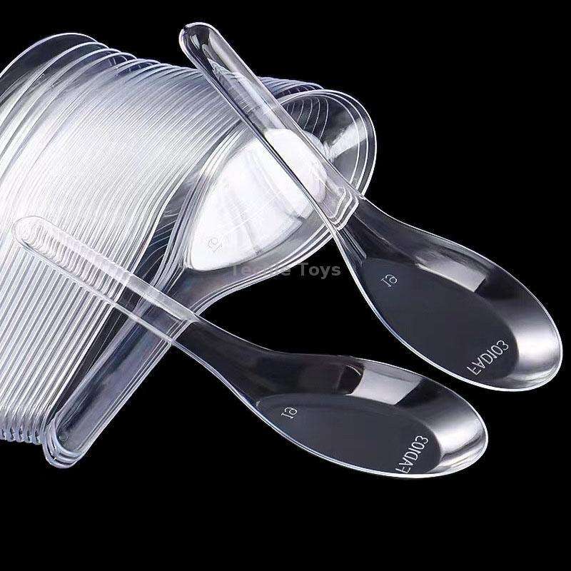 60pcs /Pack DY-103 Disposable PP Plastic Soup Spoon Packed Takeaway Scoop(Transparent)