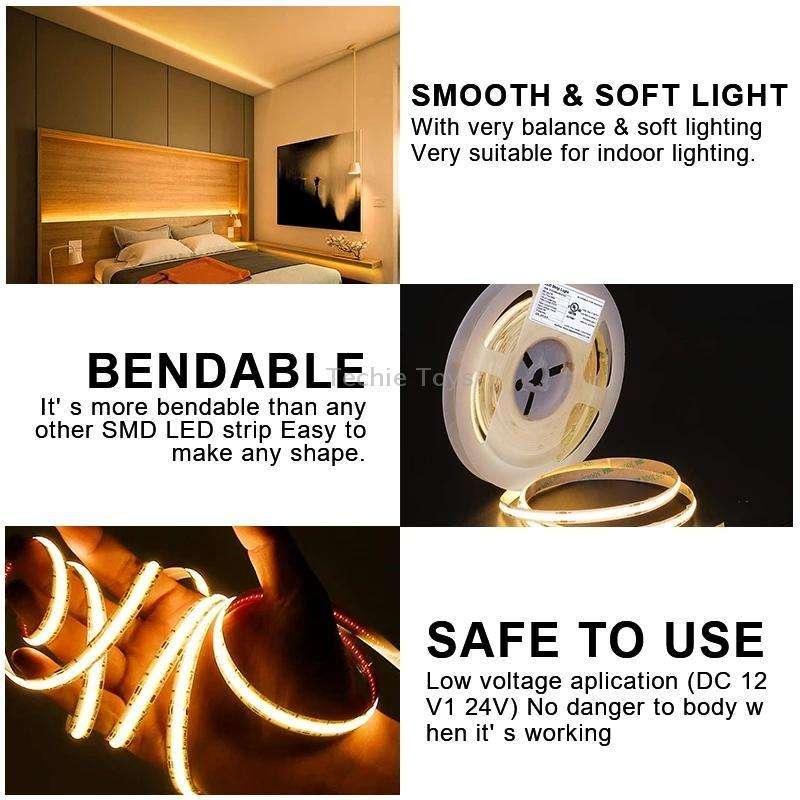 1m 24V 8mm Wide COB Adhesive Decorative LED Light Strip, Specification: 480 Beads-14W-90 Display(600