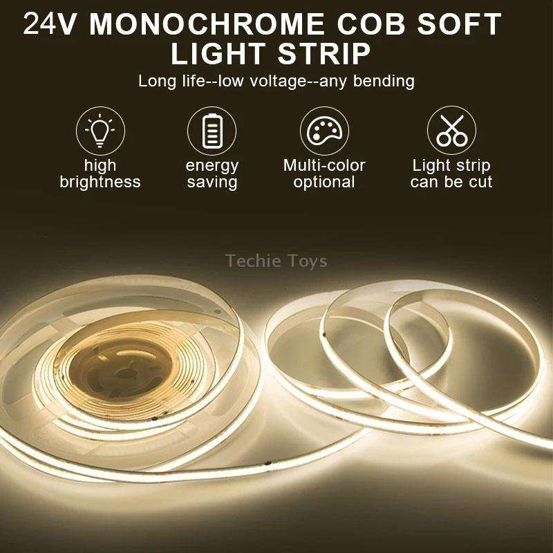 1m 24V 8mm Wide COB Adhesive Decorative LED Light Strip, Specification: 480 Beads-14W-90 Display(600