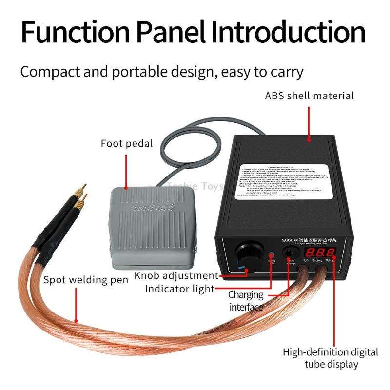 8000W High Power 18650 Battery Handheld Spot Welding Machine, Style: Footswitch Version EU Plug