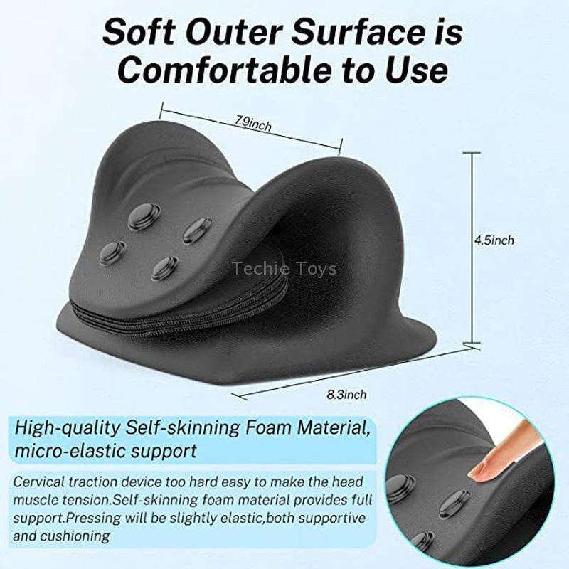 Neck Massage Pillow Shoulder Relaxer Cervical Traction Device with Airbag(Black)