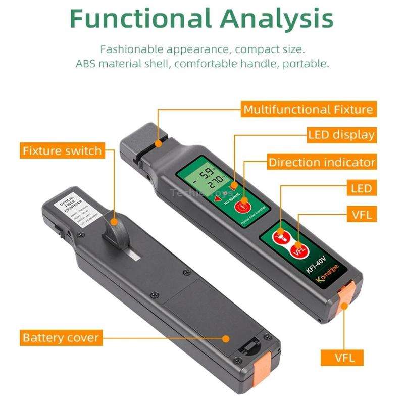 Komshine Fiber Optic Identifier Optical Cable Signal Direction Identifier With VFL Red Light 10mW(KF
