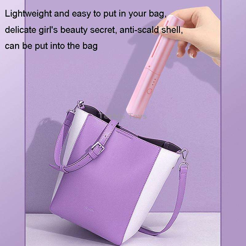 2 In 1 Portable USB Rechargeable Hair Curler Dual Usage Hair Straightening Comb(Purple)