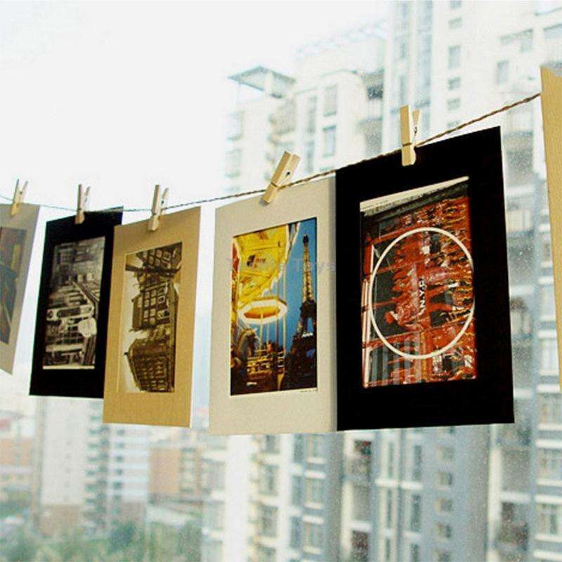 10pcs /Set DIY Photo Gallery Wall Mounted Paper Photo Frame With Twine Clip, Size: 6 inch(White)